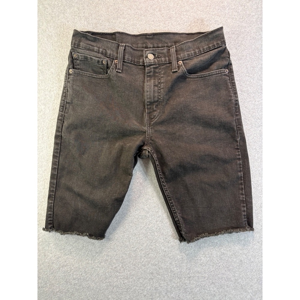 Levi's 502 Regular Taper Denim‎ Shorts Mens 32 Black Raw Hem Cut Off 36555-0295